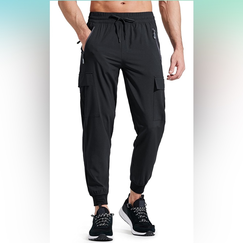 Libin Men's Lightweight Joggers Quick Dry Cargo Hiking Pants Track Running